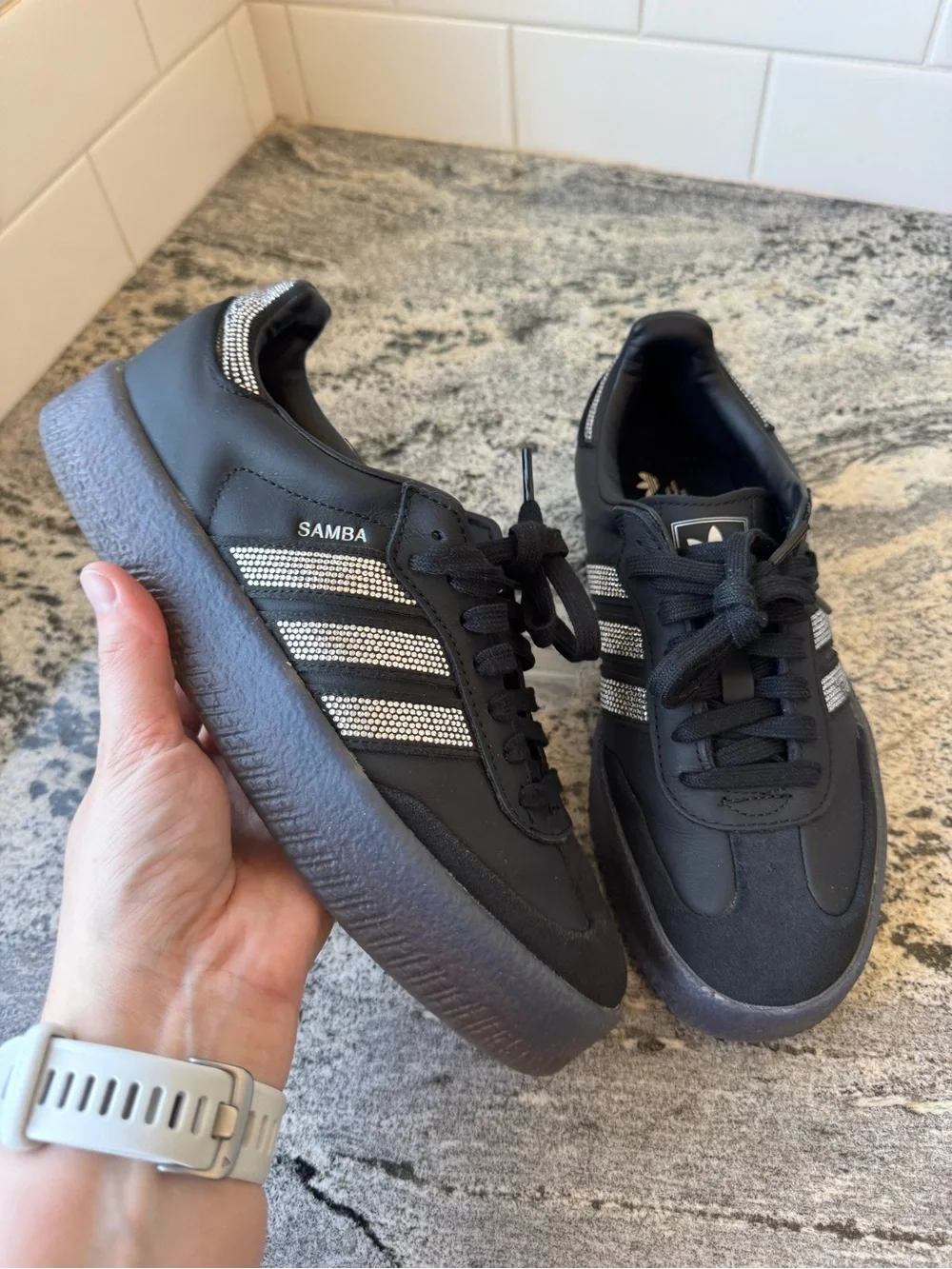 adidas Women's Sambae 'Core Black Silver Metallic' Style IH4045. Size 7 NWOB